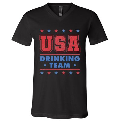 4th of July Beer Alcohol Drinker USA Drinking Team V-Neck T-Shirt