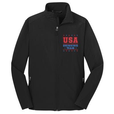 4th of July Beer Alcohol Drinker USA Drinking Team Core Soft Shell Jacket