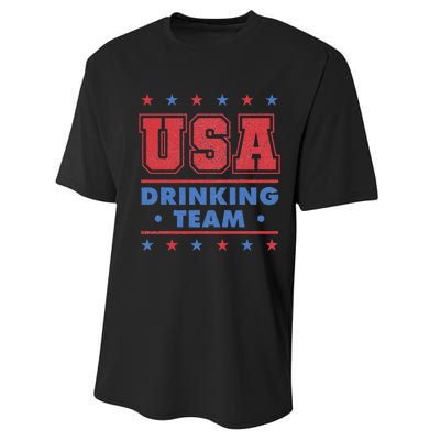 4th of July Beer Alcohol Drinker USA Drinking Team Performance Sprint T-Shirt