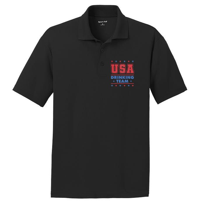 4th of July Beer Alcohol Drinker USA Drinking Team PosiCharge RacerMesh Polo