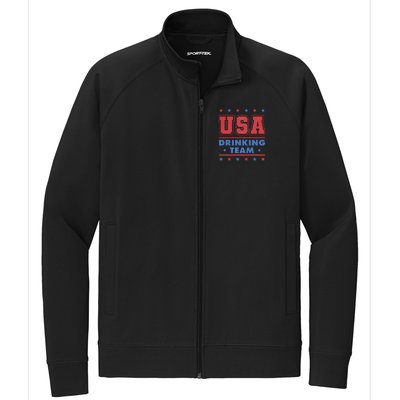 4th of July Beer Alcohol Drinker USA Drinking Team Stretch Full-Zip Cadet Jacket