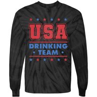 4th of July Beer Alcohol Drinker USA Drinking Team Tie-Dye Long Sleeve Shirt