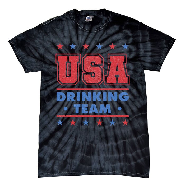 4th of July Beer Alcohol Drinker USA Drinking Team Tie-Dye T-Shirt