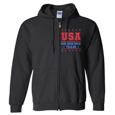 4th of July Beer Alcohol Drinker USA Drinking Team Full Zip Hoodie