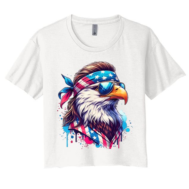 4th Of July Bald Eagle Mullet Murica Usa Usa Merica Crop Top