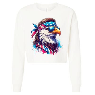 4th Of July Bald Eagle Mullet Murica Usa Usa Merica Cropped Pullover Crew