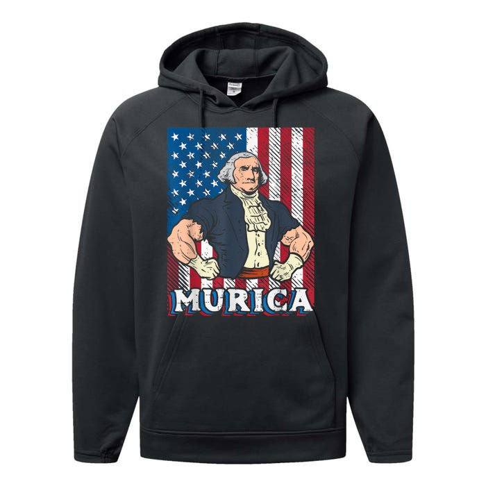 4th Of July Bald Eagle Mullet Murica Usa Usa Merica Performance Fleece Hoodie