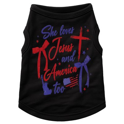4th Of July She Loves Jesus And America Too Christian Faith Doggie Tank