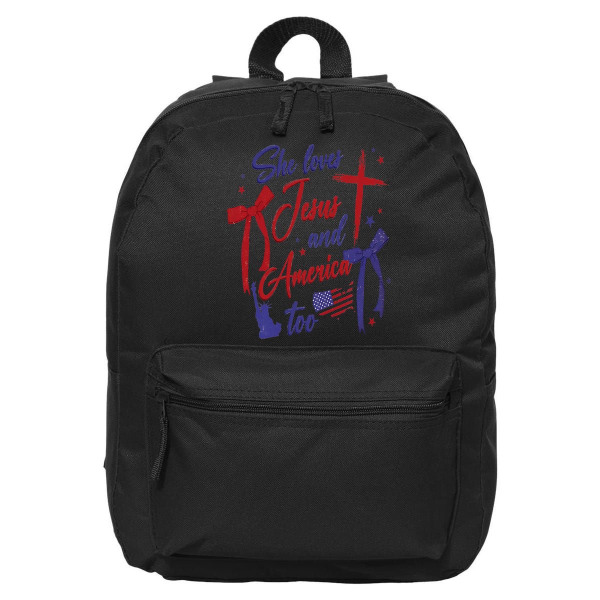 4th Of July She Loves Jesus And America Too Christian Faith 16 in Basic Backpack