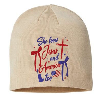 4th Of July She Loves Jesus And America Too Christian Faith Sustainable Beanie