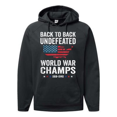 4th Of July Back To Back Undefeated World War Champs Performance Fleece Hoodie