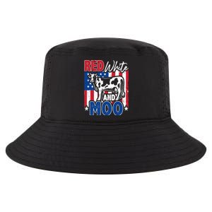 4th Of July Us Flag Red White Moo Farmer Cow Meaningful Gift Cool Comfort Performance Bucket Hat