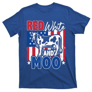 4th Of July Us Flag Red White Moo Farmer Cow Meaningful Gift T-Shirt