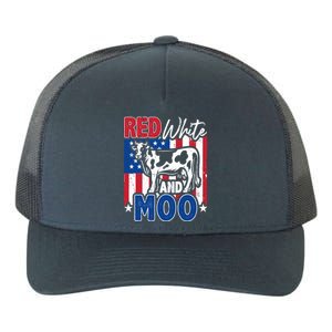 4th Of July Us Flag Red White Moo Farmer Cow Meaningful Gift Yupoong Adult 5-Panel Trucker Hat