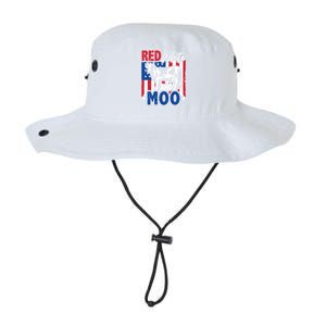 4th Of July Us Flag Red White Moo Farmer Cow Meaningful Gift Legacy Cool Fit Booney Bucket Hat