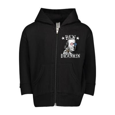 4th Of July Ben Drankin Benjamin Franklin Gift Toddler Zip Fleece Hoodie