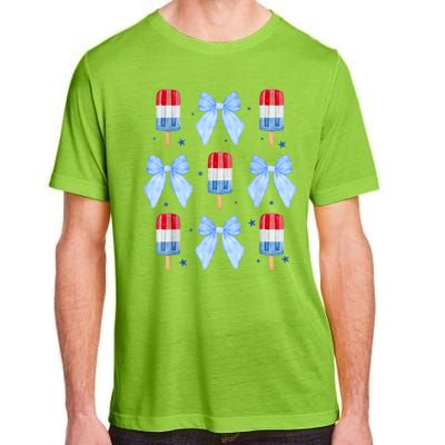 4th Of July Cute Popsicle Bows Patriotic Adult ChromaSoft Performance T-Shirt