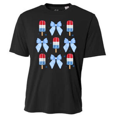 4th Of July Cute Popsicle Bows Patriotic Cooling Performance Crew T-Shirt