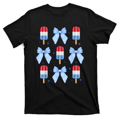 4th Of July Cute Popsicle Bows Patriotic T-Shirt