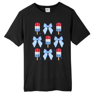 4th Of July Cute Popsicle Bows Patriotic Tall Fusion ChromaSoft Performance T-Shirt