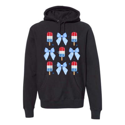 4th Of July Cute Popsicle Bows Patriotic Premium Hoodie