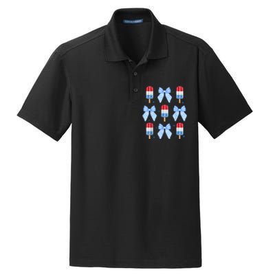 4th Of July Cute Popsicle Bows Patriotic Dry Zone Grid Polo