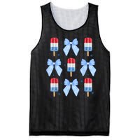 4th Of July Cute Popsicle Bows Patriotic Mesh Reversible Basketball Jersey Tank