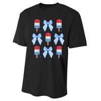 4th Of July Cute Popsicle Bows Patriotic Performance Sprint T-Shirt