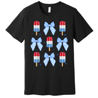 4th Of July Cute Popsicle Bows Patriotic Premium T-Shirt