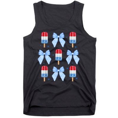 4th Of July Cute Popsicle Bows Patriotic Tank Top