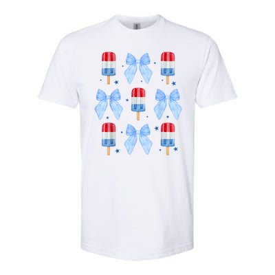 4th Of July Cute Popsicle Bows Patriotic Softstyle® CVC T-Shirt