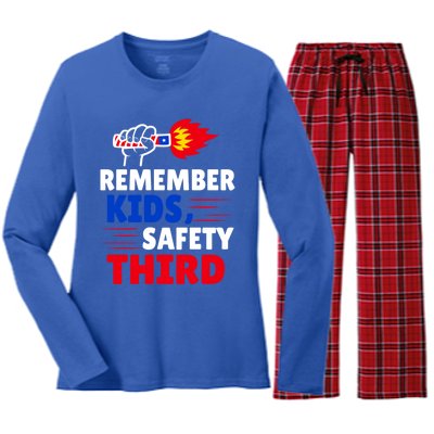 4th Of July Firecrackers Patriotic Fireworks Safety Third Gift Women's Long Sleeve Flannel Pajama Set 