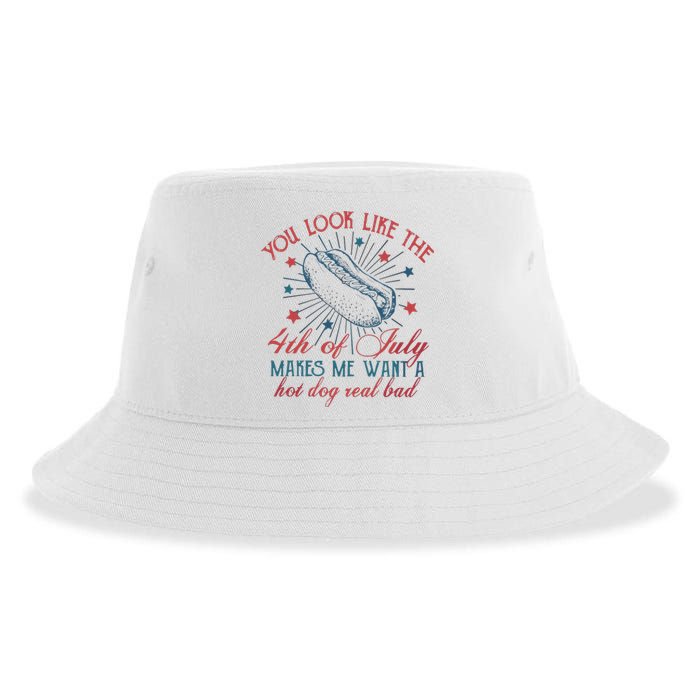 4th Of July You Look Like The 4th Of July Makes Me Want A Hot Dog Real Bad Sustainable Bucket Hat