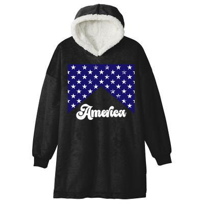 4th Of July Independence Day America Retro Pattern Hooded Wearable Blanket