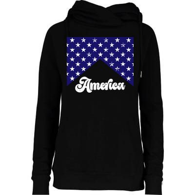 4th Of July Independence Day America Retro Pattern Womens Funnel Neck Pullover Hood