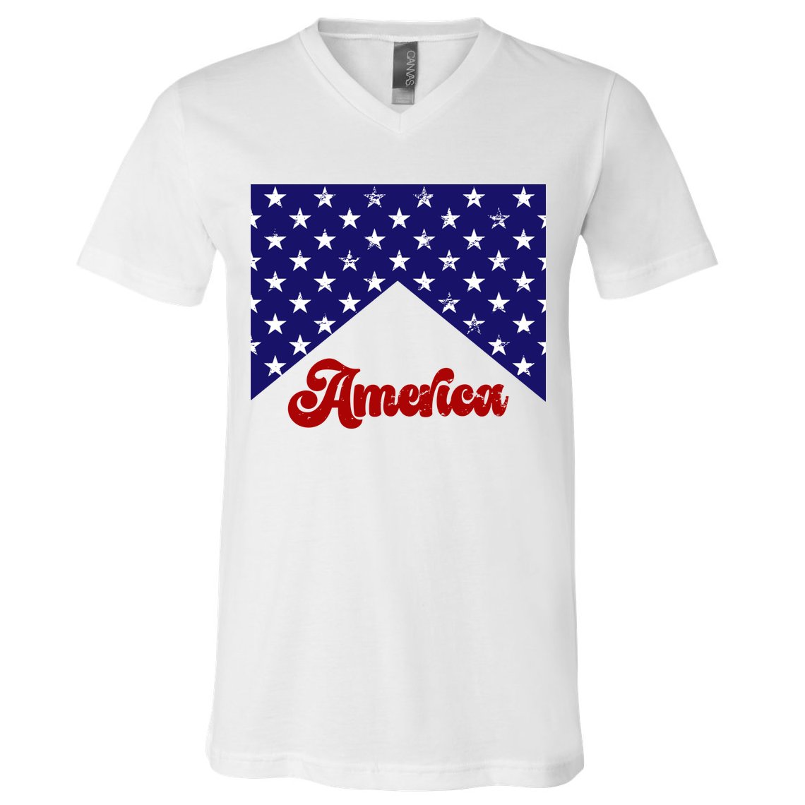 4th Of July Independence Day America Retro Pattern V-Neck T-Shirt