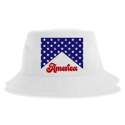 4th Of July Independence Day America Retro Pattern Sustainable Bucket Hat