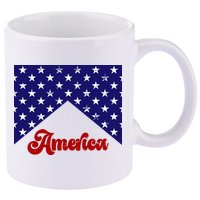 4th Of July Independence Day America Retro Pattern 11oz C Handle Ceramic Mug