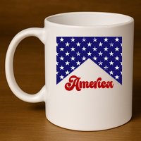 4th Of July Independence Day America Retro Pattern 11oz C Handle Ceramic Mug