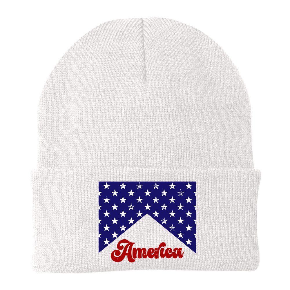 4th Of July Independence Day America Retro Pattern Beanie