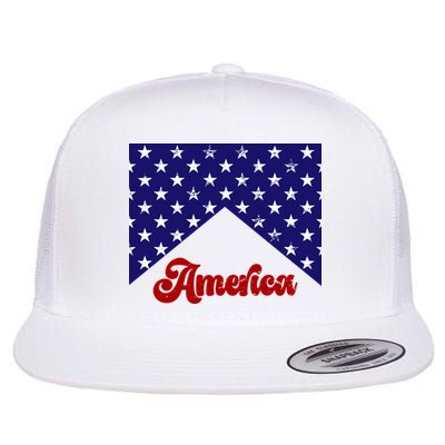 4th Of July Independence Day America Retro Pattern Flat Bill Trucker Hat