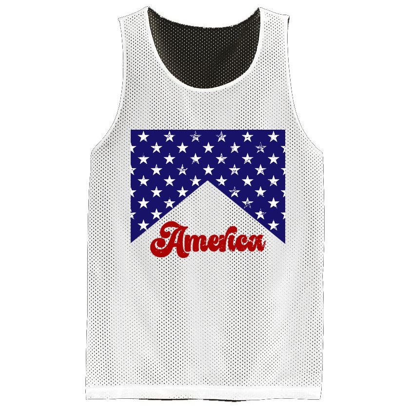 4th Of July Independence Day America Retro Pattern Mesh Reversible Basketball Jersey Tank