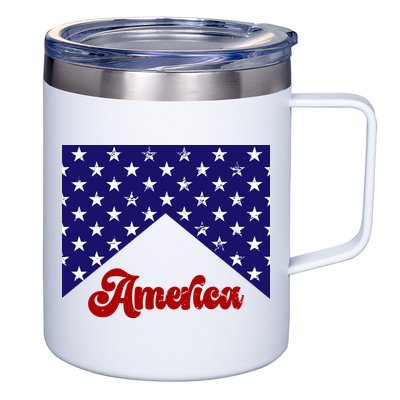 4th Of July Independence Day America Retro Pattern 12oz Stainless Steel Coffee Mug