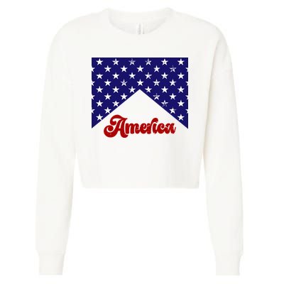 4th Of July Independence Day America Retro Pattern Cropped Pullover Crew