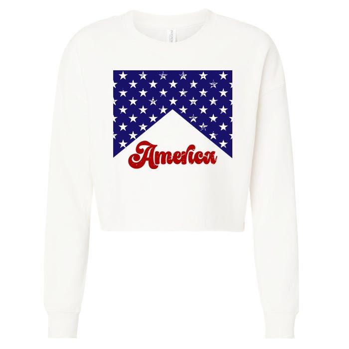 4th Of July Independence Day America Retro Pattern Cropped Pullover Crew