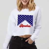 4th Of July Independence Day America Retro Pattern Cropped Pullover Crew