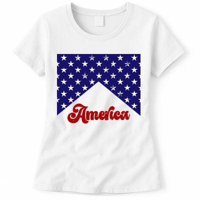 4th Of July Independence Day America Retro Pattern Womens T-Shirt
