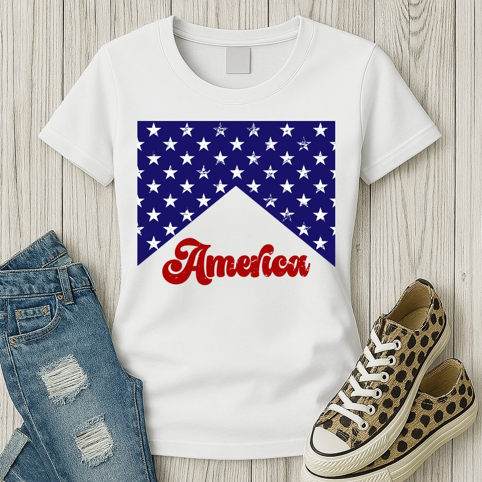 4th Of July Independence Day America Retro Pattern Womens T-Shirt
