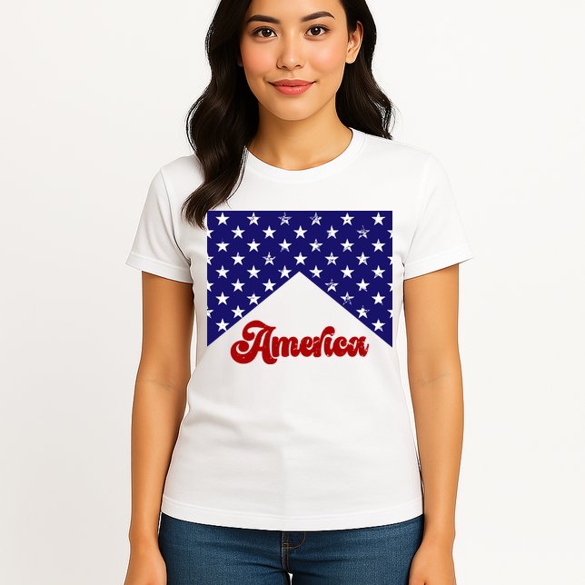 4th Of July Independence Day America Retro Pattern Womens T-Shirt