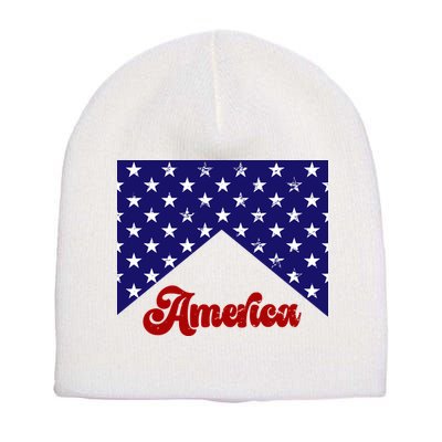 4th Of July Independence Day America Retro Pattern Short Acrylic Beanie